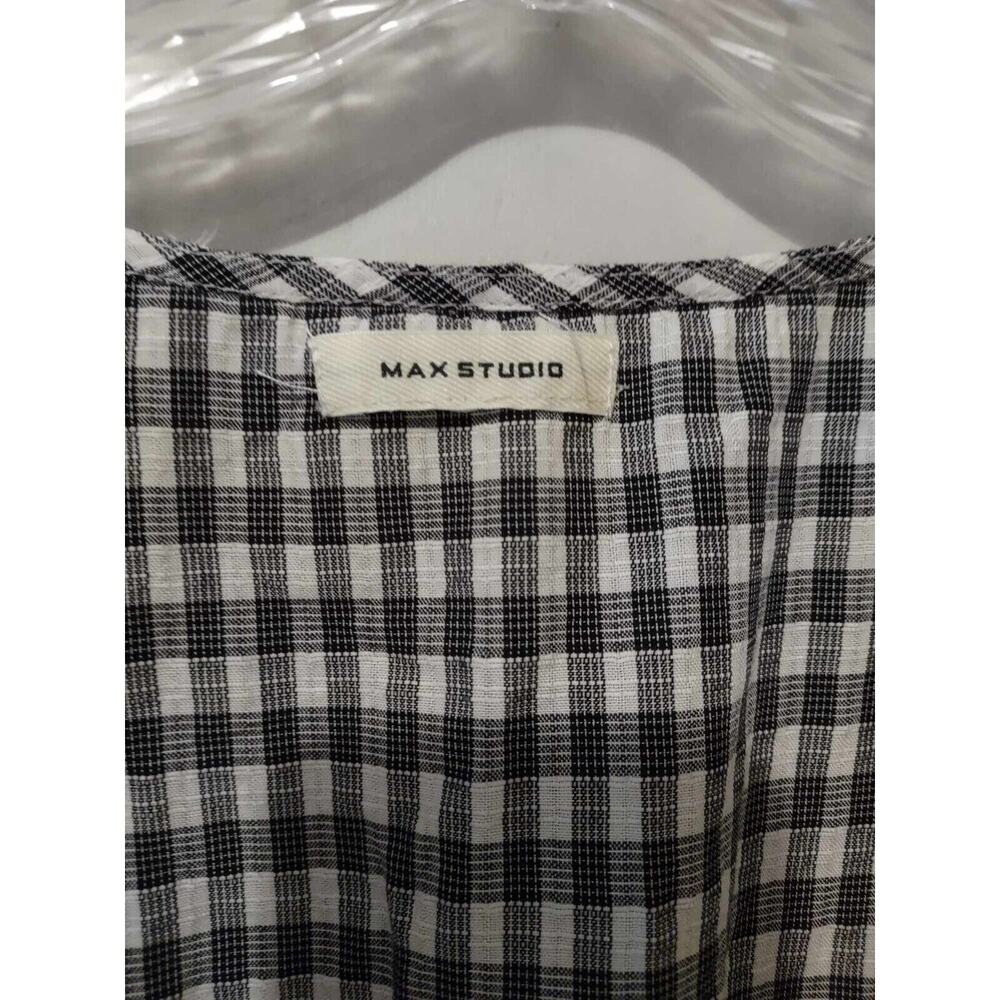 Max Studio | Black & White Checkered Ruffle Wrap Dress Cottagecore Spring XS - Picture 2 of 5